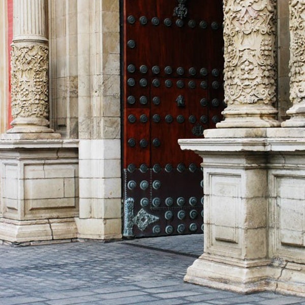 Fine Art Color Architecture Photography of Columns and Door in Sevilla