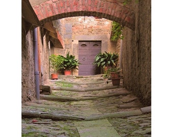 Fine Art Color Travel Photography of Tuscany - "Alley in Cortona" - Vertical or Square