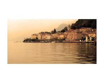 Fine Art Sepia Photography of Lake Como Landscape - "View of Bellagio" (Italy)
