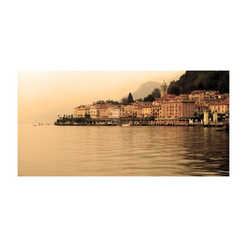 Fine Art Sepia Photography of Lake Como Landscape View of Bellagio Italy image 1