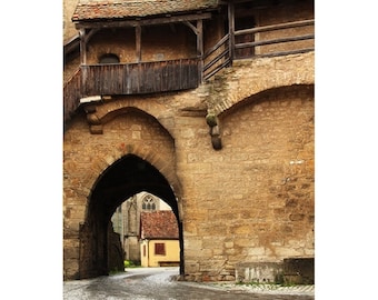 Fine Art Color Travel Photography of Old Wall and Gate to Rothenburg Germany