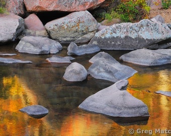 Fine Art Color Landscape Nature Photography of Missouri Ozarks - "Autumn Reflections In the Castor River 4"