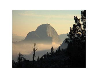 Fine Art Color Landscape Photography of Yosemite - Half Dome and Fog at Sunset from Olmsted Point