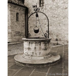 Fine Art Sepia Photography of Well in San Quirico Tuscany Italy - &quot; The Old Well in San Quirico&quot;