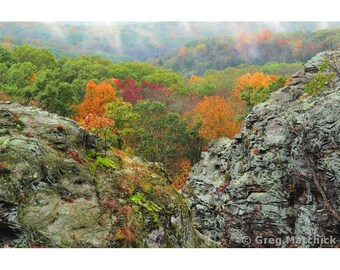 Fine Art Color Landscape Nature Photography of Garden of the Gods in Illinois - "Autumn View at Garden of the Gods 3"
