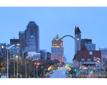 Fine Art Color Photography of Downtown St Louis - "Blue Morning in St Louis"