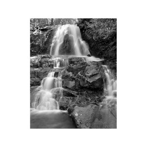 Fine Art Black & White Nature Photography of Waterfall - &quot;Laurel Falls&quot;