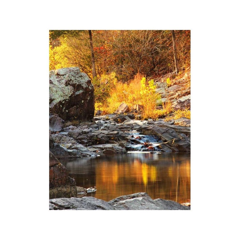 Fine Art Color Landscape Photography of Autumn Reflections in Rocky Creek Shut-Ins in Missouri Ozarks image 1