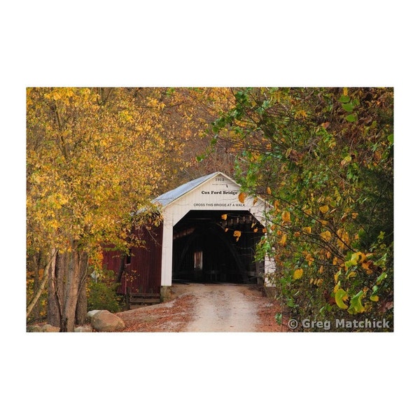 Fine Art Color Rural Americana Photography of the Cox Ford Covered Bridge in Parke County Indiana