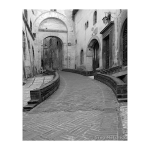 Fine Art Black & White Travel Photography of Hill Town in Umbria Italy - &quot;Spoleto Street 2&quot;