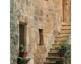 Fine Art Color Travel Photography of France - "Steps on a Side Street in Sarlat"