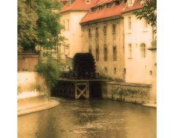 Fine Art Color Travel Photography of Prague - Vintage Style Print of Kampa Water Mill