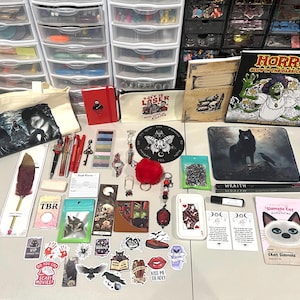 Mystery Bookish Bundle – 20 item| Keychain, stickers, notebook, stationary gift set, Dark Romance image 1