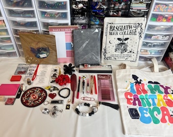 Mystery Book Bundle-25 item| Stationery set, notebook, Pen, keychain, stickers, Gift set