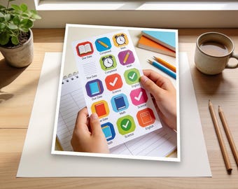 Back to School Homework Tracker Sticker Sheet | Colorful Assignment Stickers | Fun Organization Tools