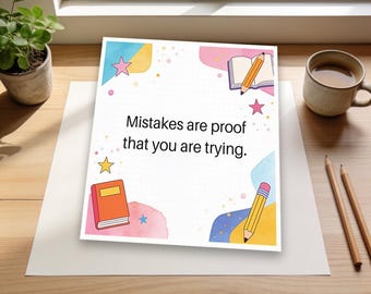 Back to School Growth Mindset Wall Art | Motivational Classroom Decor | Inspiring Student Quote
