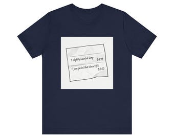 Thrift Store Receipt Funny Tee | Humorous Graphic Shirt | Vintage Shopping Humor