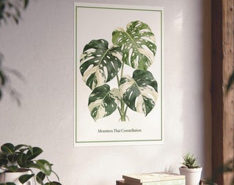 Monstera Thai Constellation Poster | Rare Botanical Art Print | Vintage Plant Decor