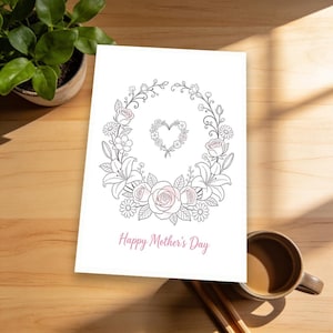 Happy Mother Day | Mother's Day Floral Coloring Page | Intricate Designs for Relaxation, Perfect Gift for Moms, Celebrate Love and Appre