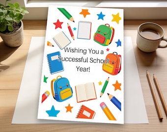 Back to School Success Greeting Card Template | Customizable Student Card | Vibrant Educational Design