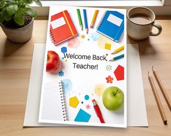 Welcome Back Teacher Greeting Card | Customizable School Year Card | Cheerful Teacher Appreciation