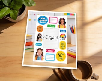 Back to School Student Organization Sticker Sheet | Fun Assignment Reminders | Motivational Quotes