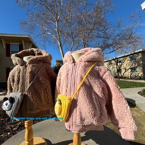 Kids Teddy Fleece Zip Jacket, Hooded Long Sleeve Sherpa Coat, Soft Warm Outerwear for Boys and Girls, sizes 4–7.