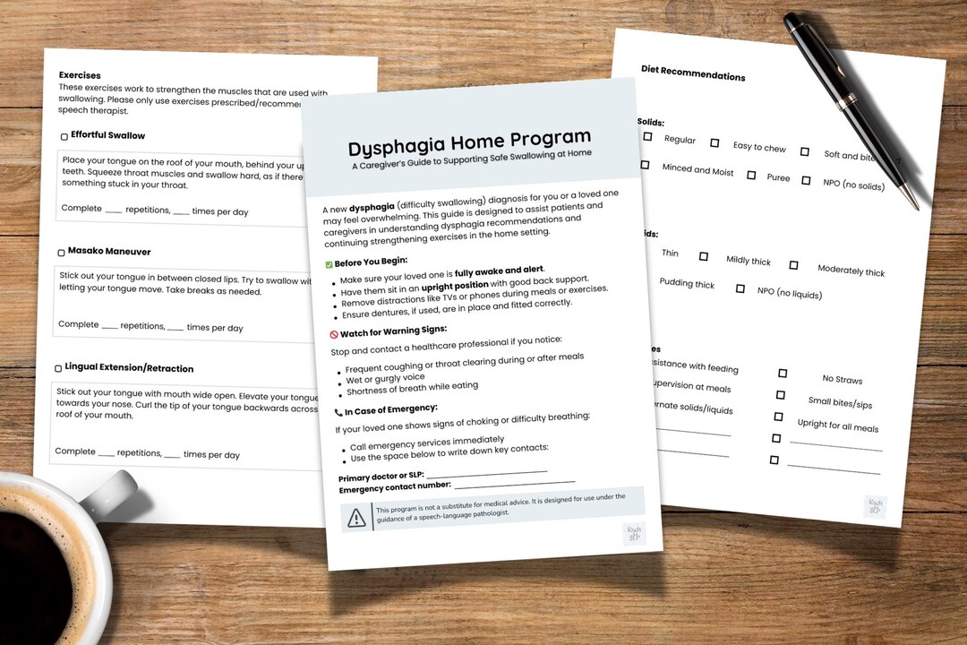 Dysphagia Home Exercise Program | Printable Swallowing Therapy ...
