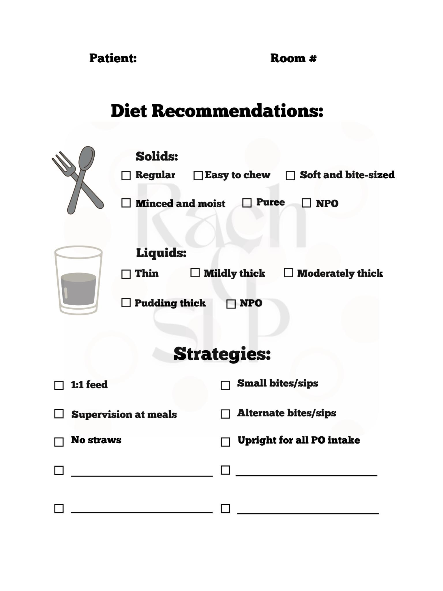 Dysphagia IDDSI Diet Sign for Patient Room: Speech Therapy Resources ...
