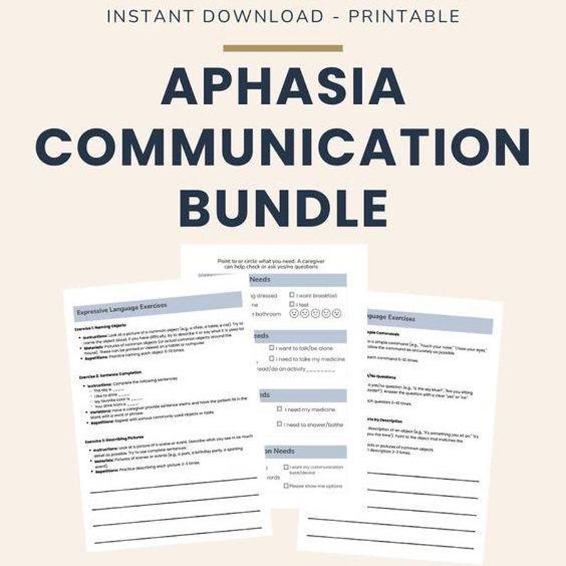 Aphasia Communication Home Program PDF for Slps & Caregivers - Etsy