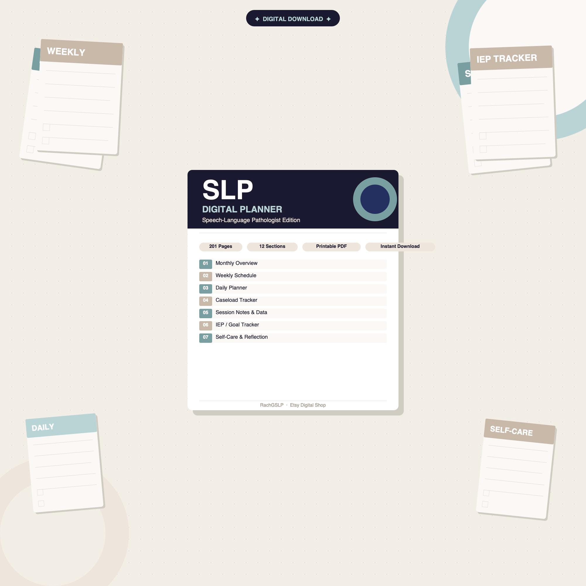 SLP Digital Planner | Speech Therapy Caseload Tracker, Session Notes ...