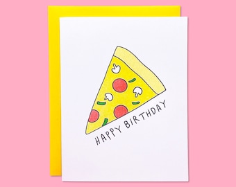 Pizza Birthday Risograph Card