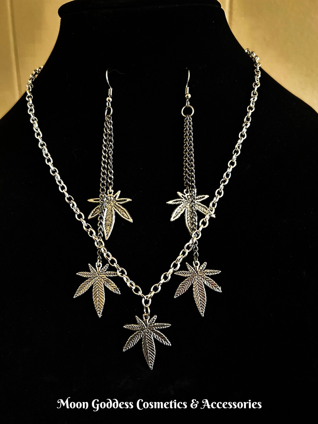 Hemp Lovers Weed Leaf Necklace & Earrings Matching Set Etsy