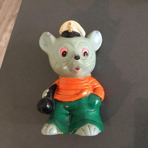 Sailor Bank Sailor Mouse with Pipe and Captain&#39;s Hat VTG Piggy Bank Unique Quirky Piece Sailor Collectible Sailor Lover Mouse Collectible
