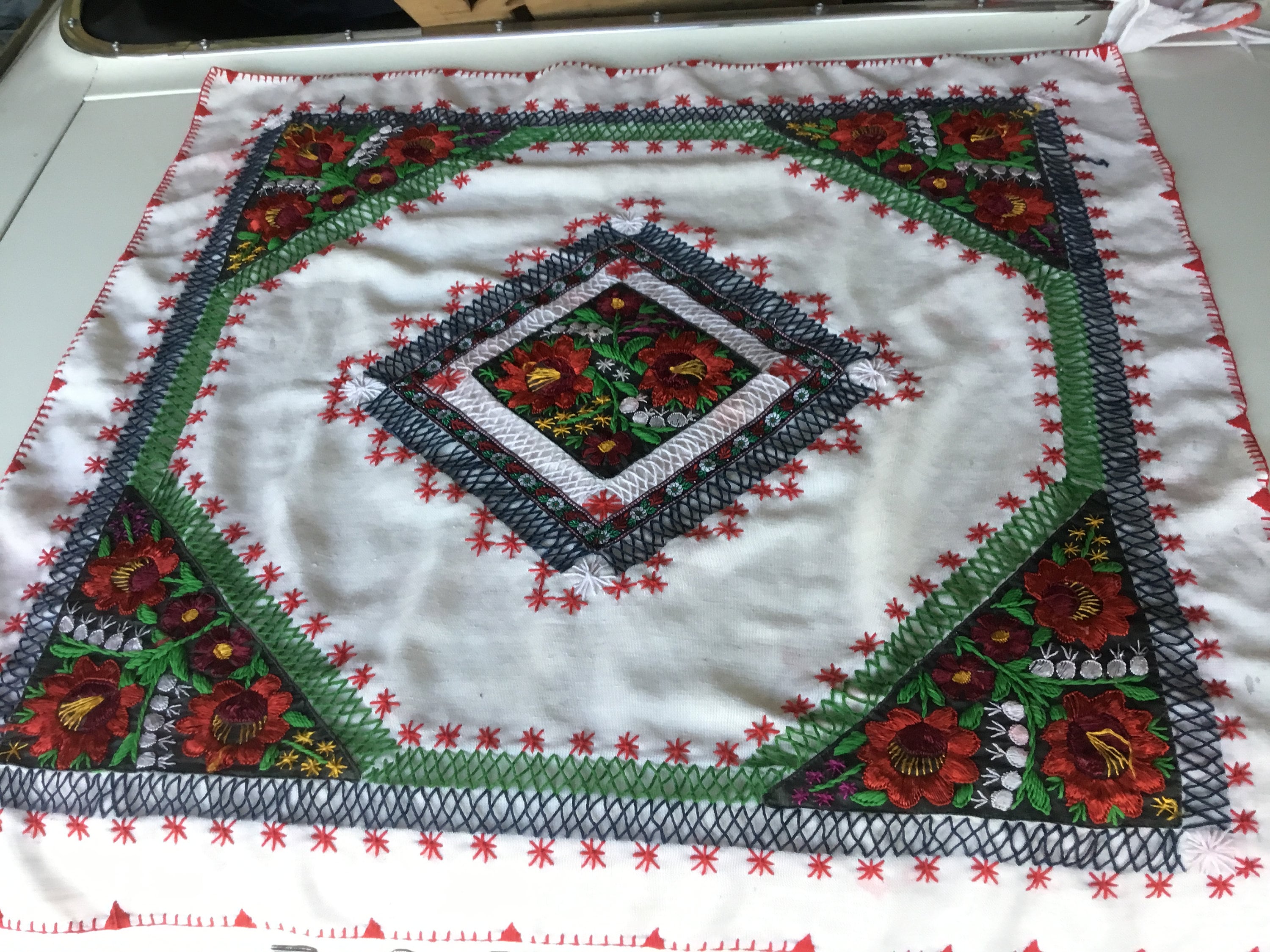 BOHO Embroidered Cloth Bold Colorful Embroidery Red Yellow