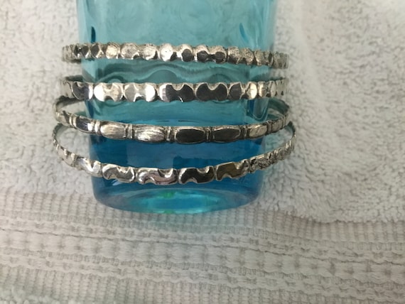 Silver Bracelets 4 Thin Silver Bangles Marked 800… - image 1
