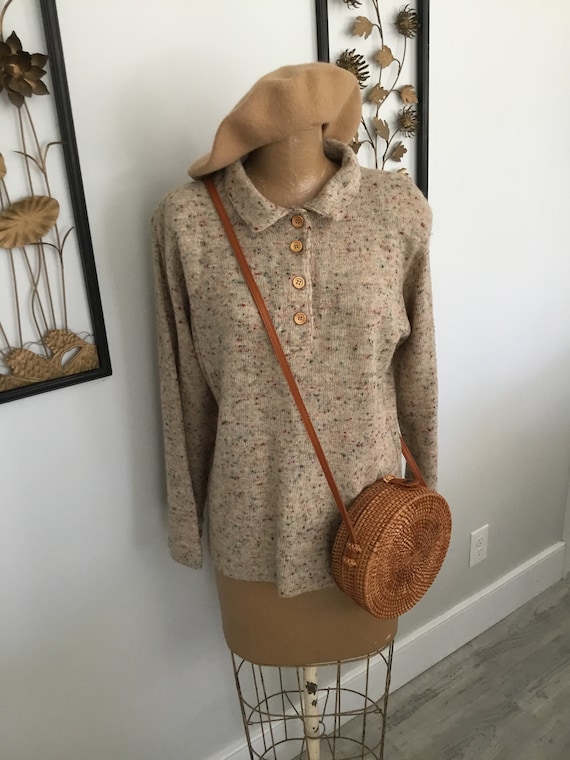 Half Circle Straw Stripe Handbag