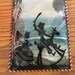 Silhouette Painting Sweet Juvenile Theme Girl in Billowy skirt With a Flag Boy on a Toy Horse Reverse Glass Painting Features Nursery Scene