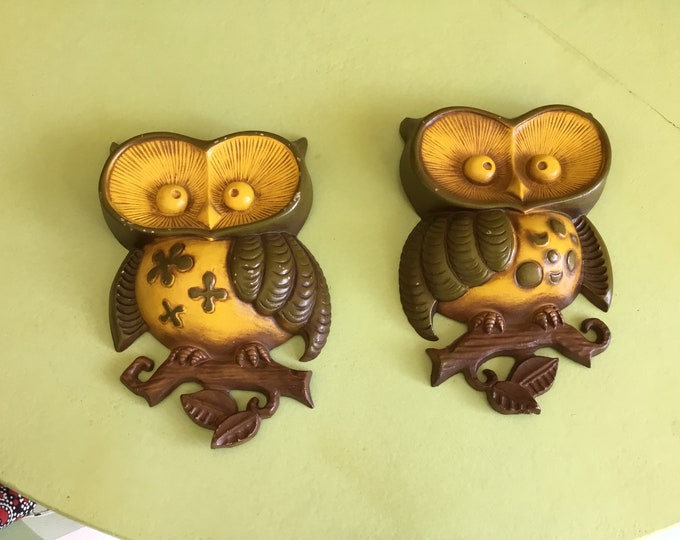 Vintage Owls by Sexton USA 1970 Metal Owl Wall Hangings Owl Collectible