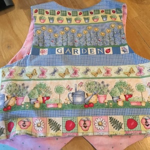 Novelty Fabric Vest Garden Lover Vest Scenes from a Garden Butterflies Strawberries Daisies Watering Cans Potted Plants Lady Bugs Sunflowers image 5