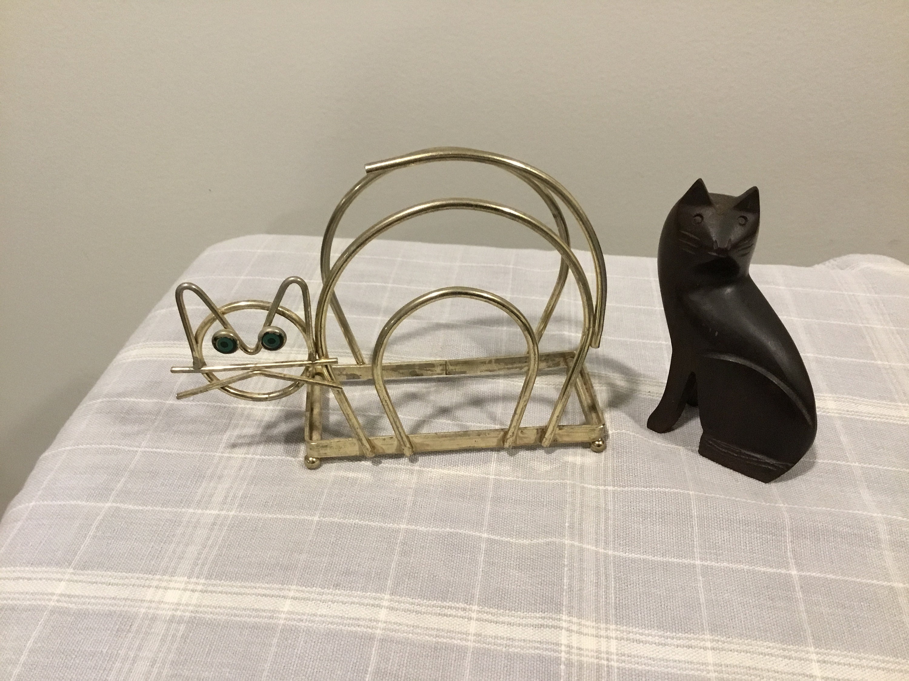 Kitty Cat Lot MCM Metal Cat Napkin Holder or Letter Holder