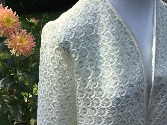 Lacey Cardigan Off White Lace Cardigan with Gold … - image 5