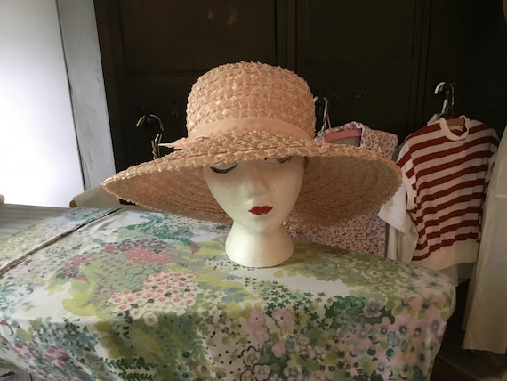 Vintage Straw Hat Woven straw Hat Starlet Style H… - image 1