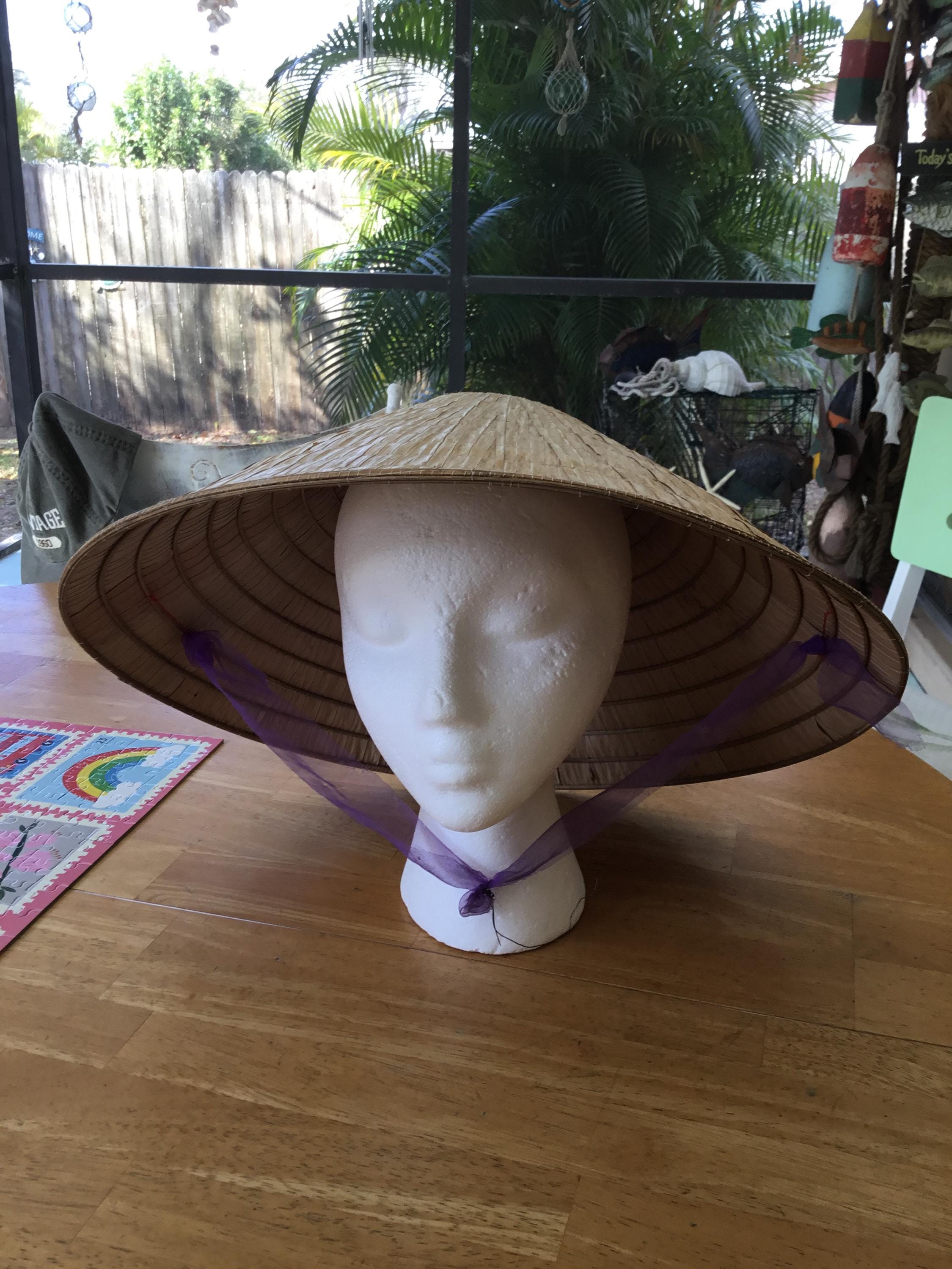 Vintage / Antique Hand Painted Indonesian Farmer Rattan Hat Asian Farmer Hat - Etsy main image 2