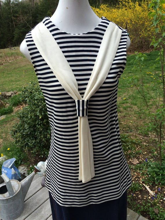 Striped Blouse with Tie Snazzy Striped Shirt Blue 