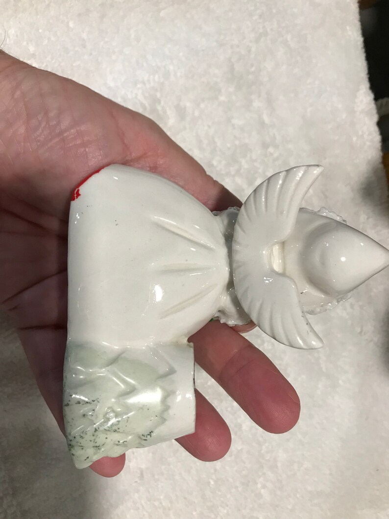 Vintage Christmas Angel Japan Ceramic Angel and Candlestick Holder Christmas Figurine Sweet Angel with Wreath