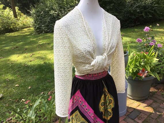 Lacey Cardigan Off White Lace Cardigan with Gold … - image 6