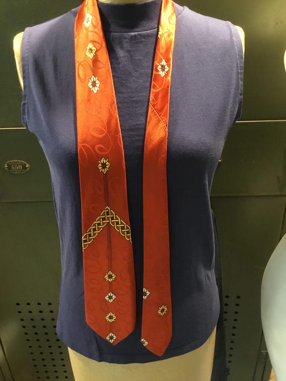 40's 50's Vintage Men's Necktie MCM Esquire Tie Rust Beige Brown