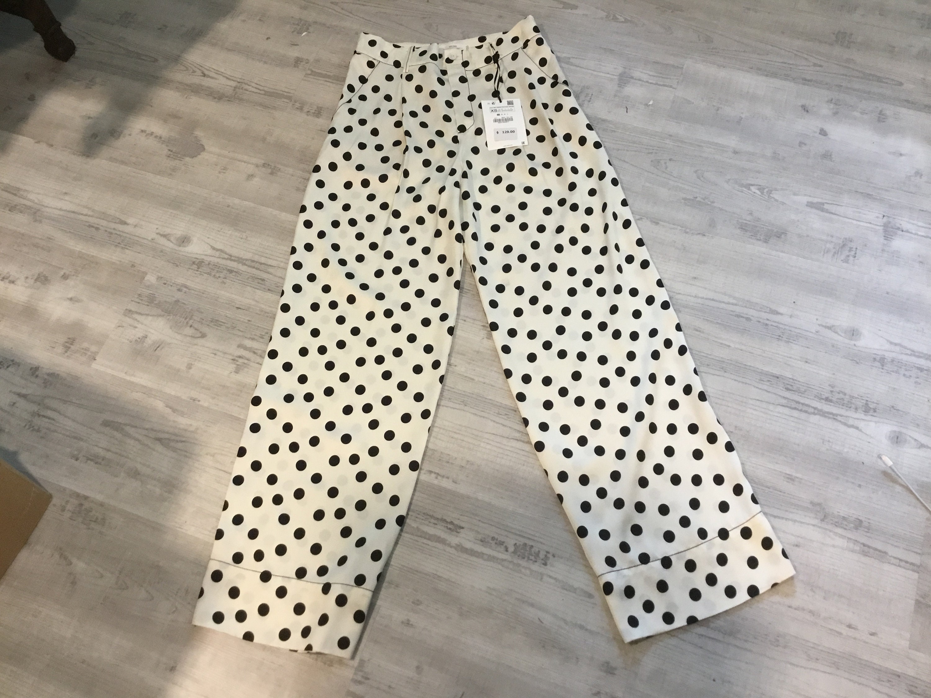 Polka Dot Pants by ZARA High Waisted Pants Black and off White -  Israel