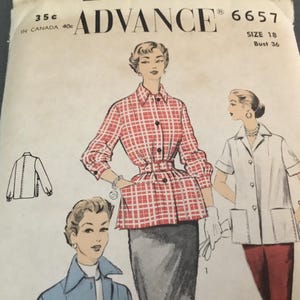 Jacket Pattern 49er Look with 2 Pockets – Advance Pattern 6657 (Size 18, 36 Bust)